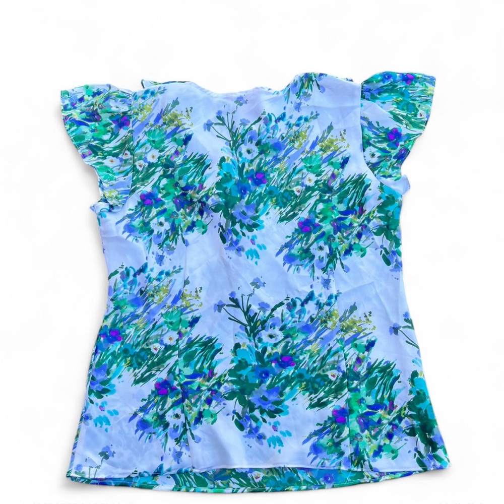 Sunny Leigh Cap Sleeves Floral Shirt Size M - Picture 3 of 6